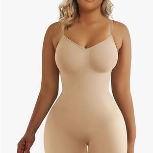 NWT: Nude Full-Body Shaping Bodysuit with Built-In Cups